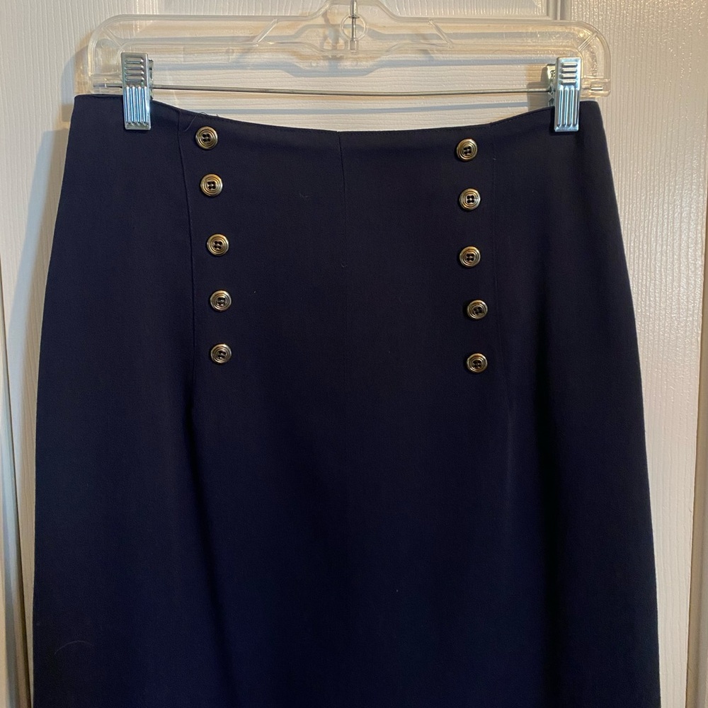 Vintage 90s Lana Lee Navy Rise High Rise Pencil Column Midi Skirt Size 8 - Picture 2 of 12